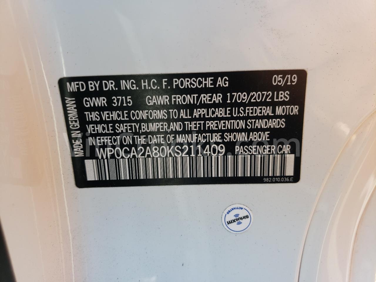 WP0CA2A80KS211409