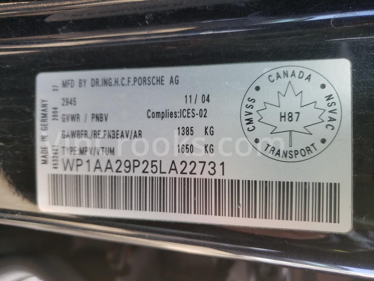 WP1AA29P25LA22731