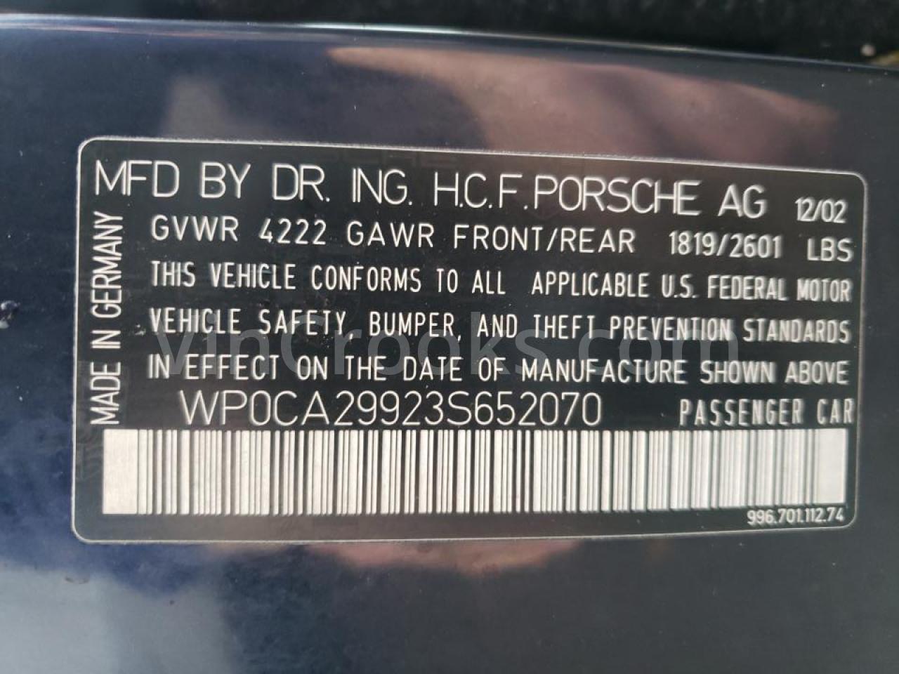 WP0CA29923S652070