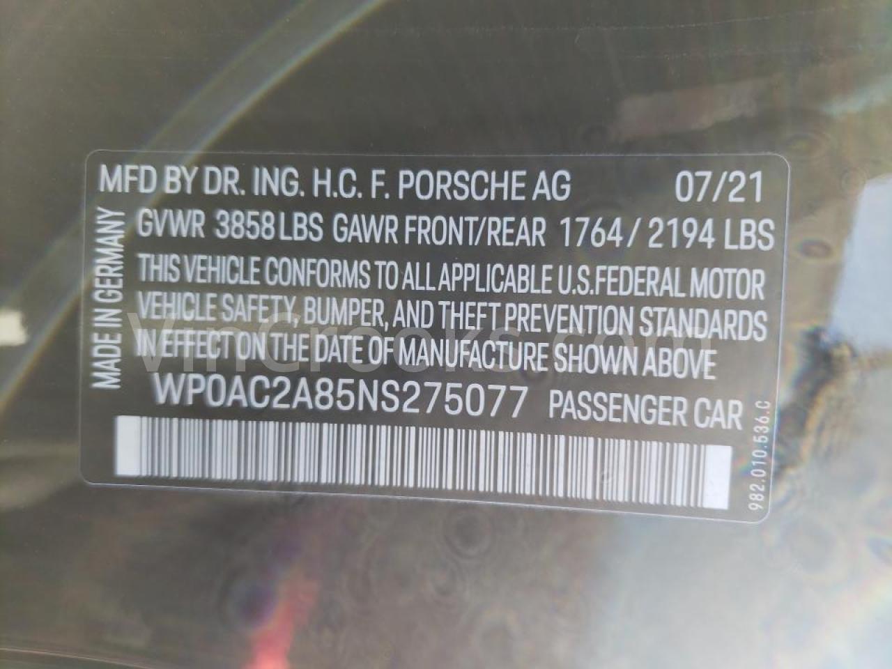 WP0AC2A85NS275077