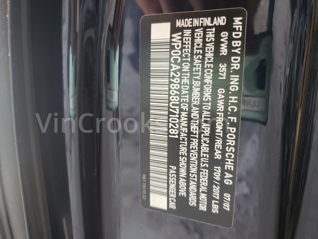 WP0CA29868U710281