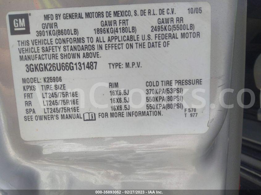 3GKGK26U66G131487