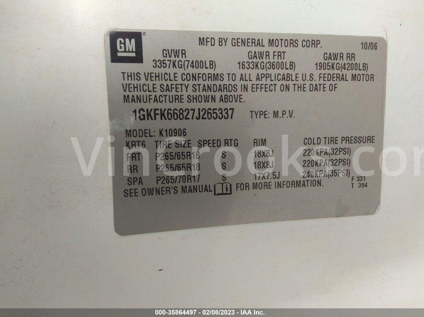 1GKFK66827J265337