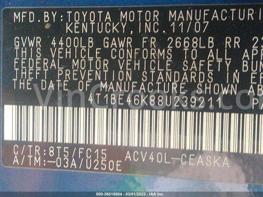 4T1BE46K88U239211