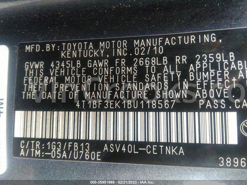 4T1BF3EK1BU118567