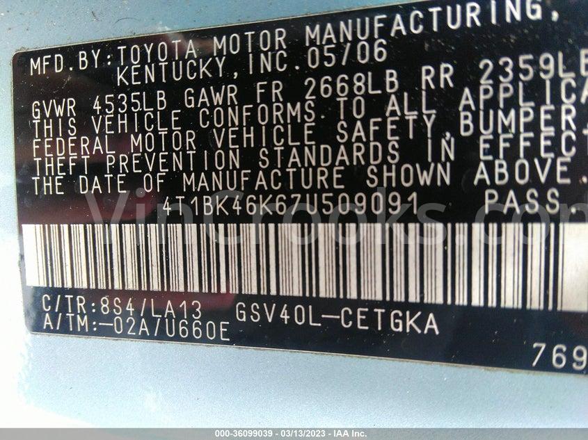 4T1BK46K67U509091