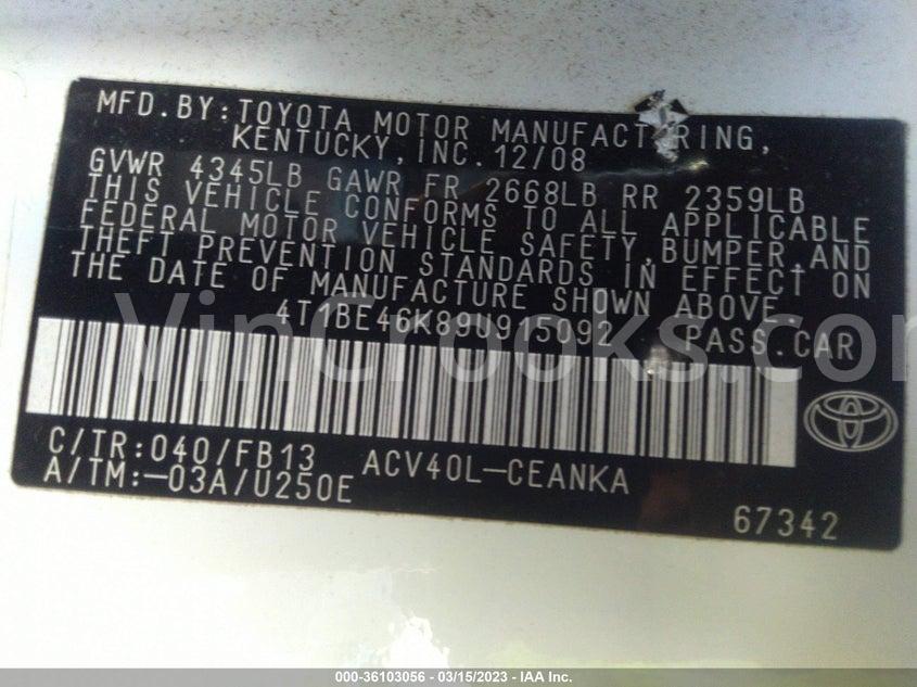 4T1BE46K89U915092