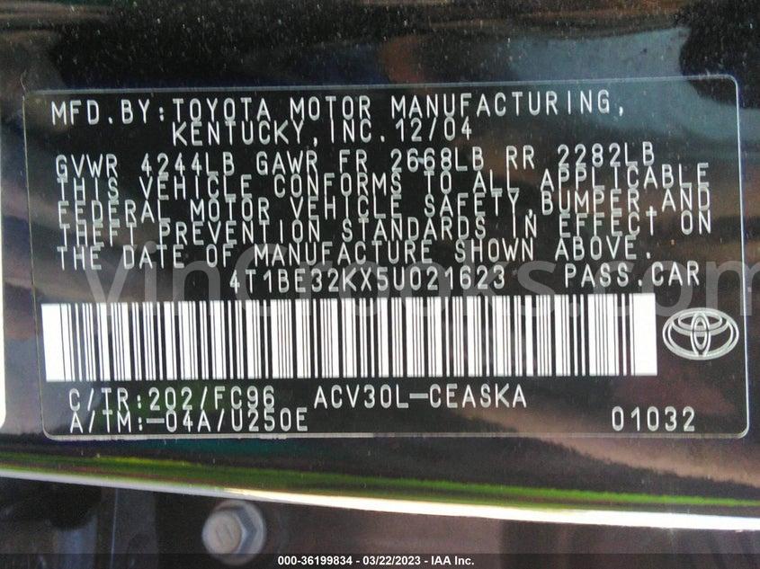 4T1BE32KX5U021623