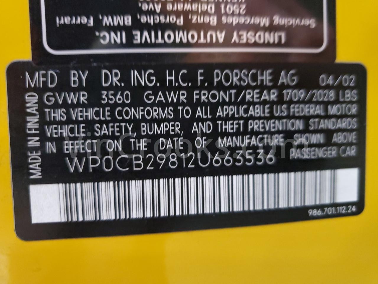 WP0CB29812U663536