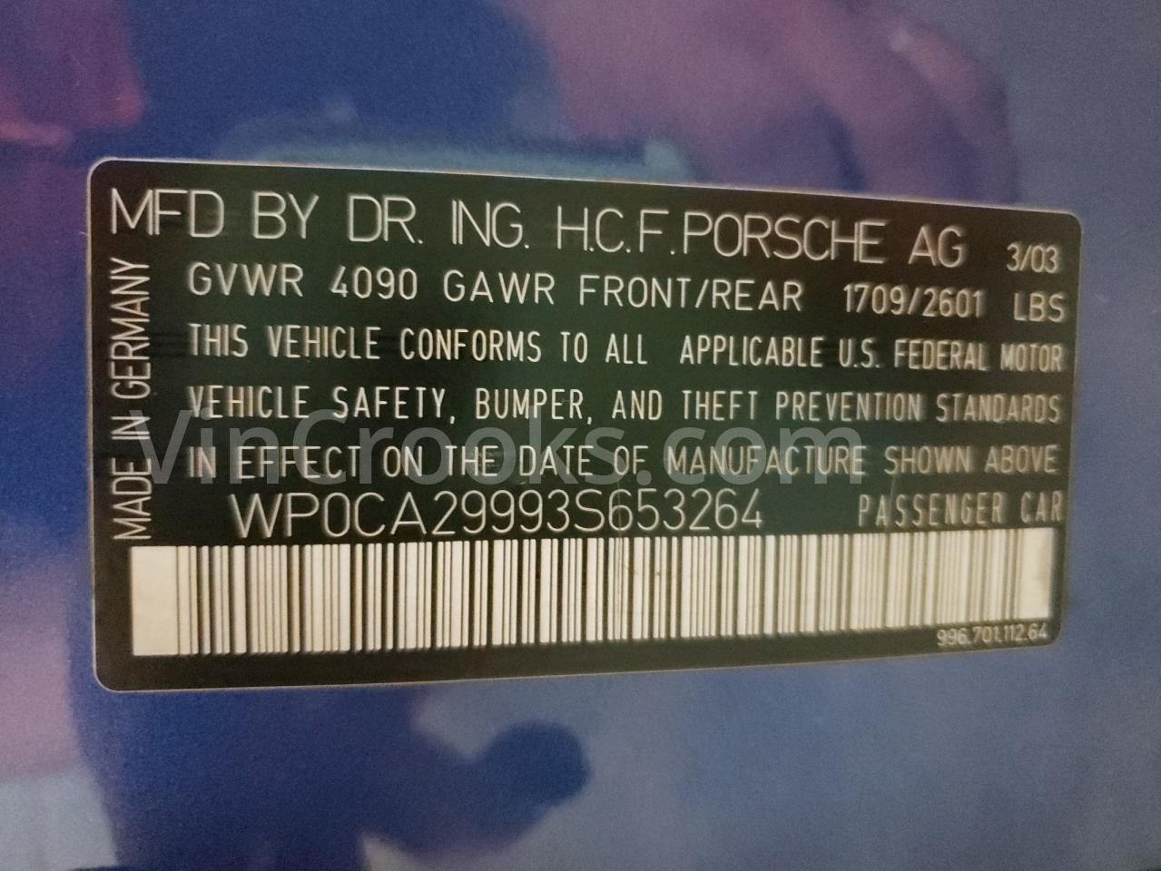 WP0CA29993S653264