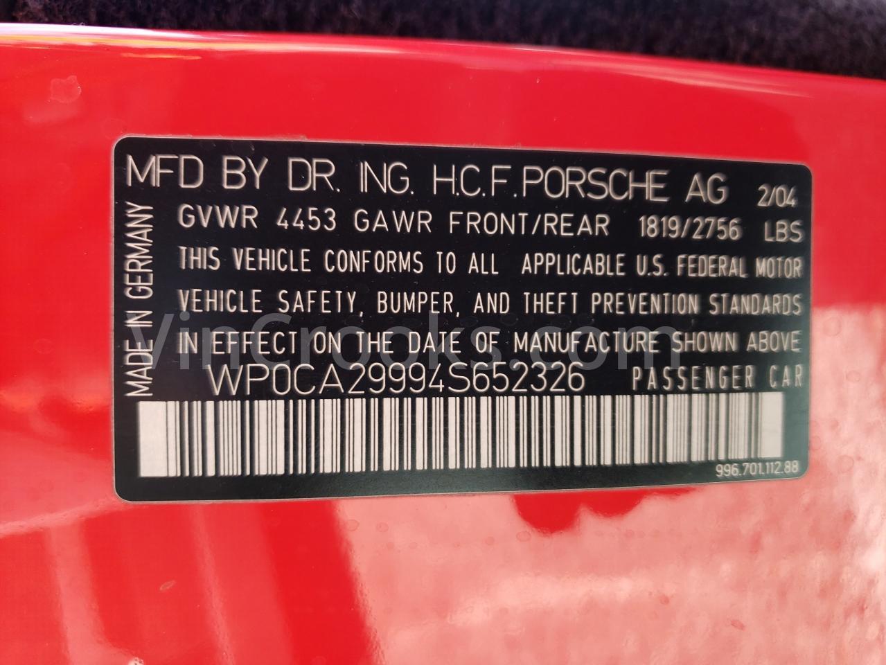 WP0CA29994S652326