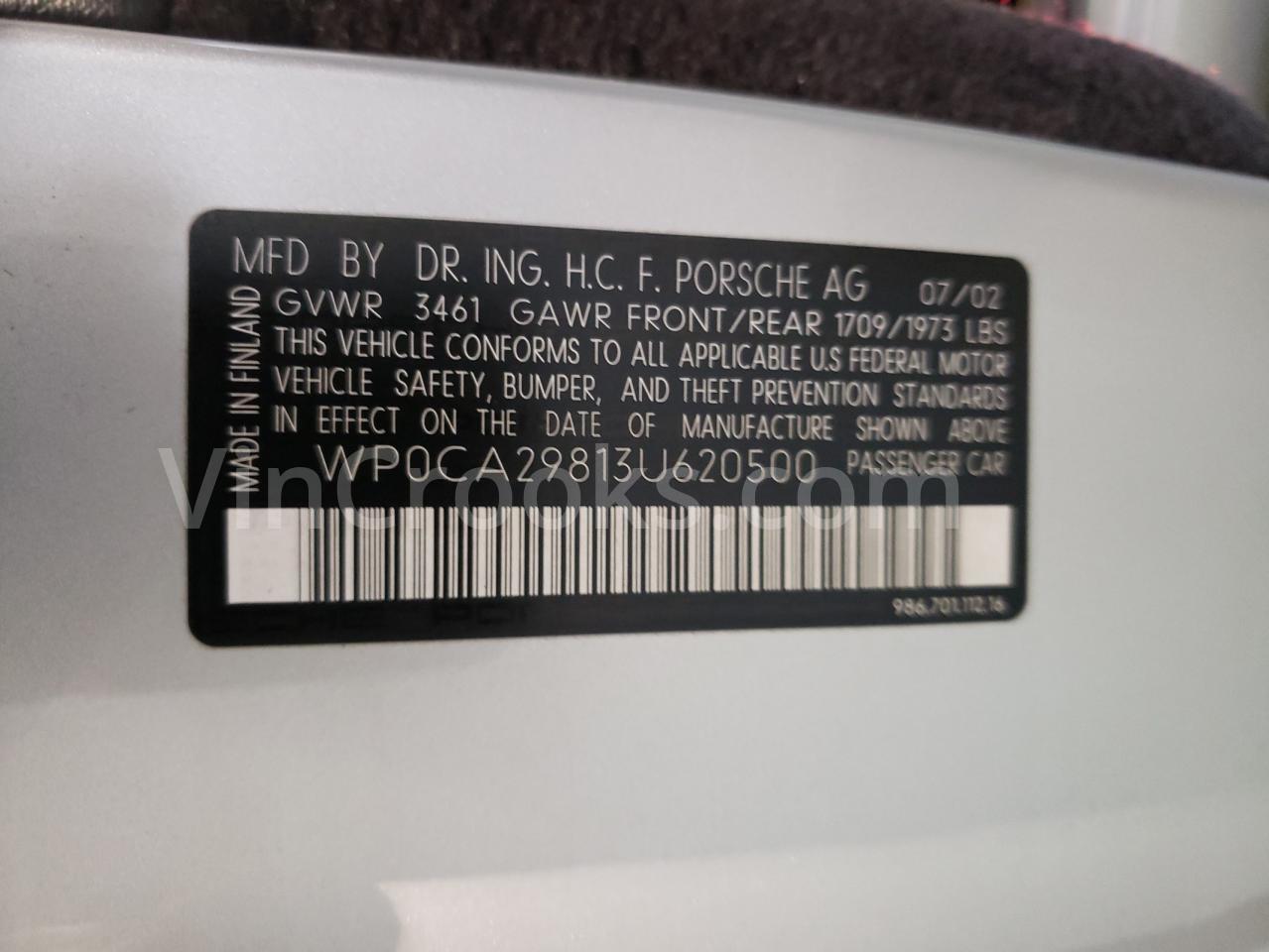 WP0CA29813U620500