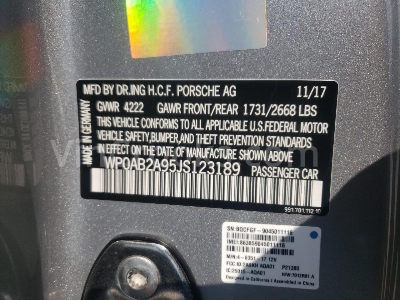WP0AB2A95JS123189