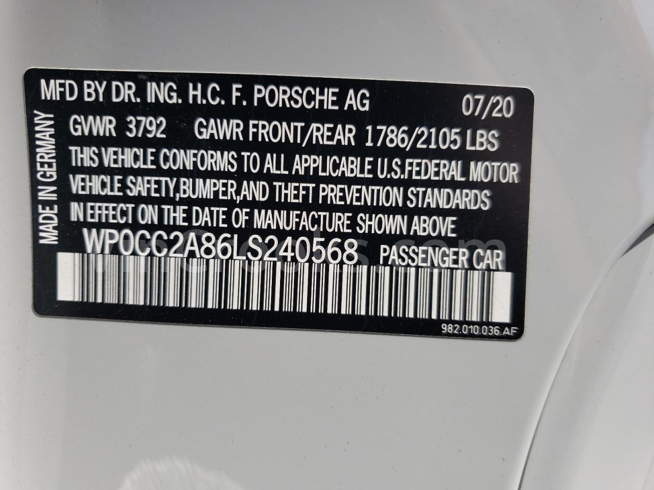 WP0CC2A86LS240568