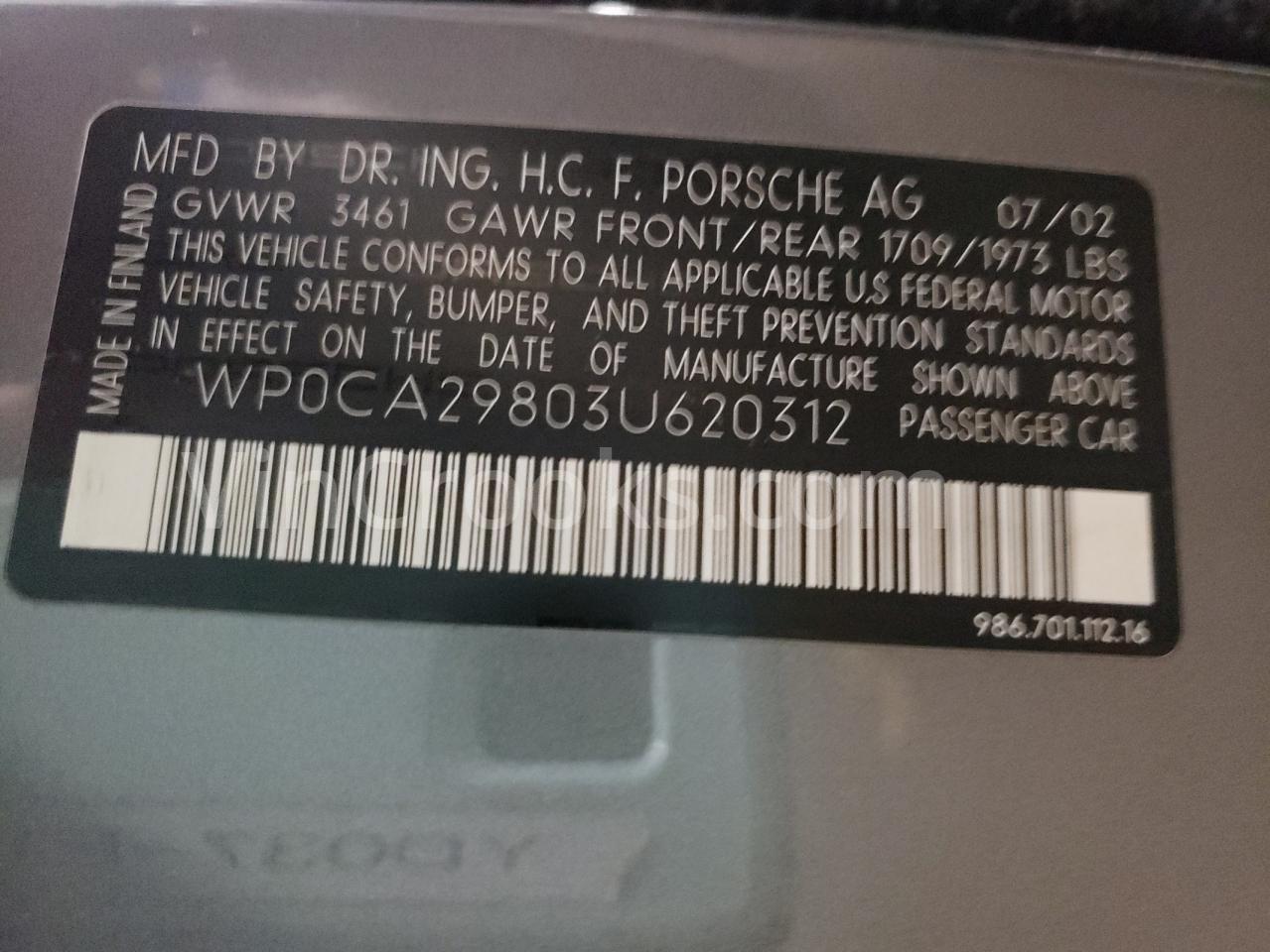 WP0CA29803U620312