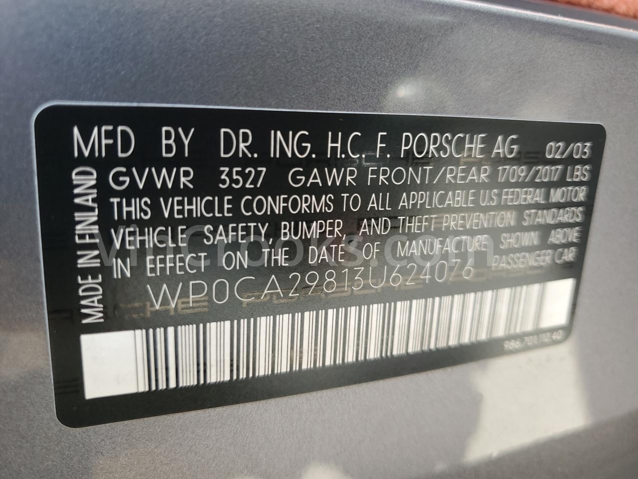 WP0CA29813U624076