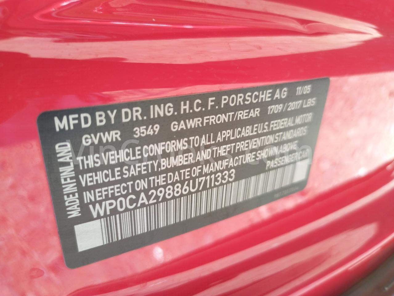 WP0CA29886U711333