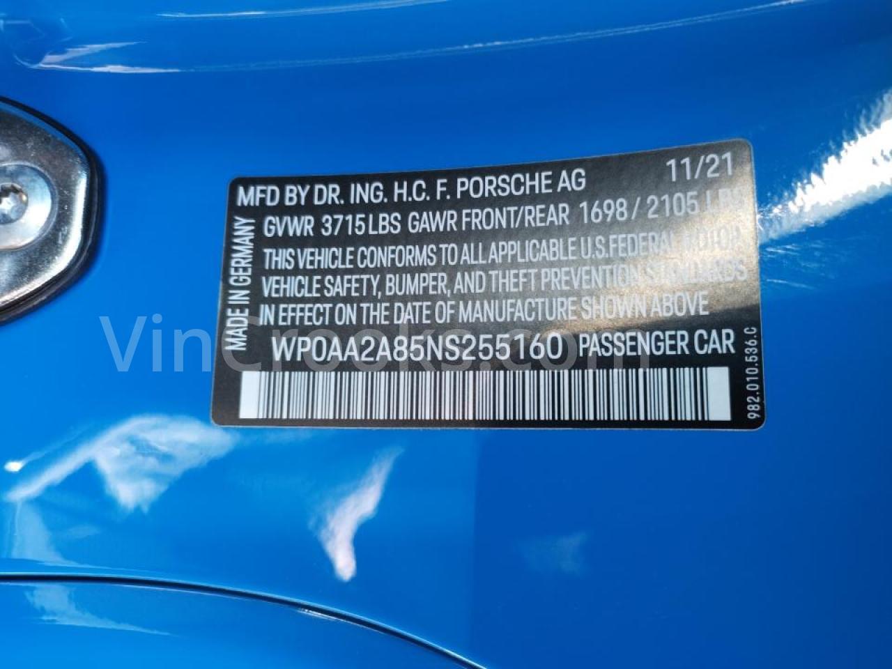 WP0AA2A85NS255160